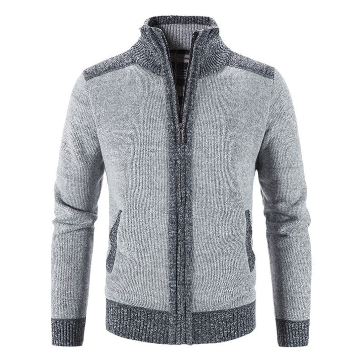 Herren Strickjacke mit modischem Zipper und hochgeschlossenem Kragen Aliams