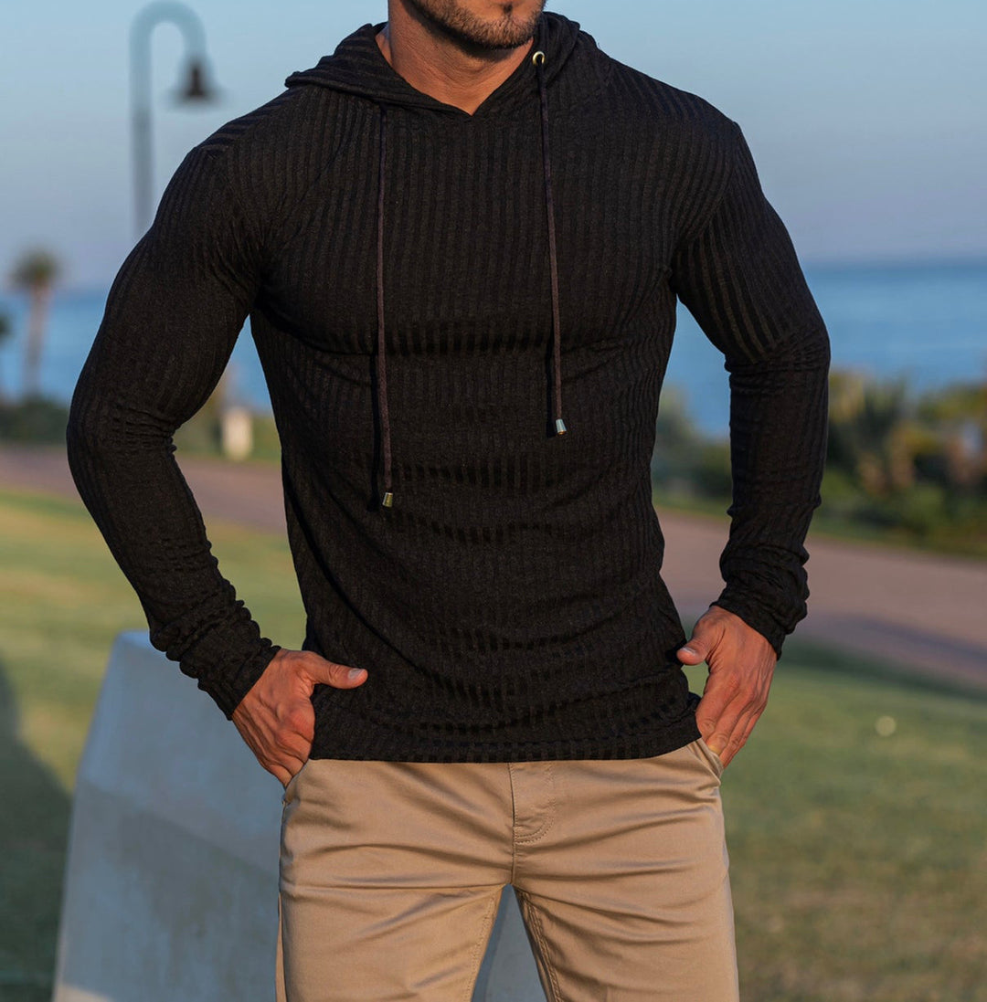 Herren stylischer Kapuzenpullover mit Rippenstruktur und modischem Schnitt Aliams