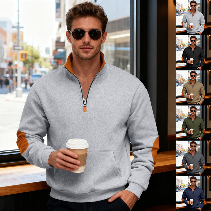 Herren Sportlicher Pullover mit Stehkragen und Reißverschluss Aliams