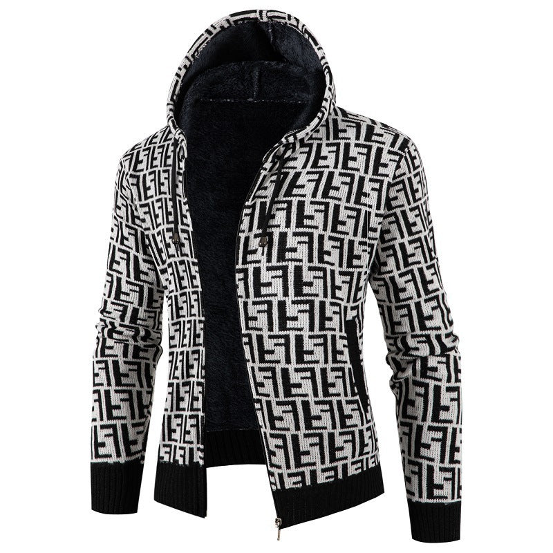 Herren trendige Strickjacke mit modernem Muster Aliams