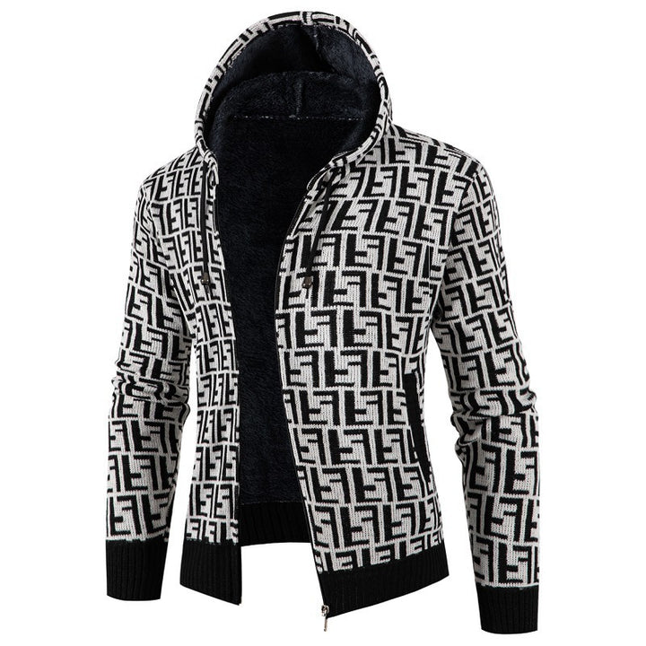 Herren trendige Strickjacke mit modernem Muster Aliams