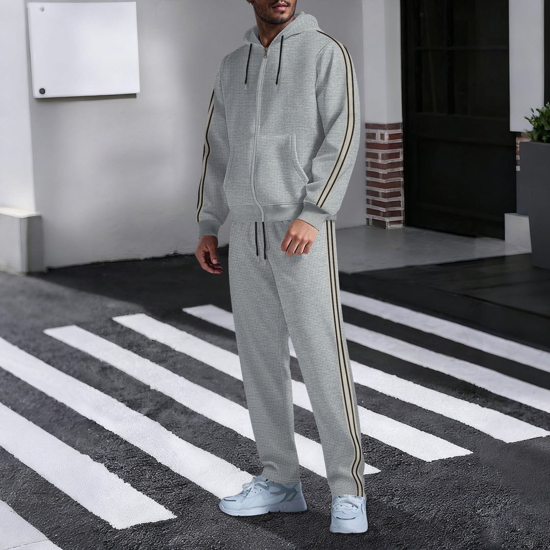 Herren sportlicher Kapuzenanzug mit seitlichen Streifen Aliams