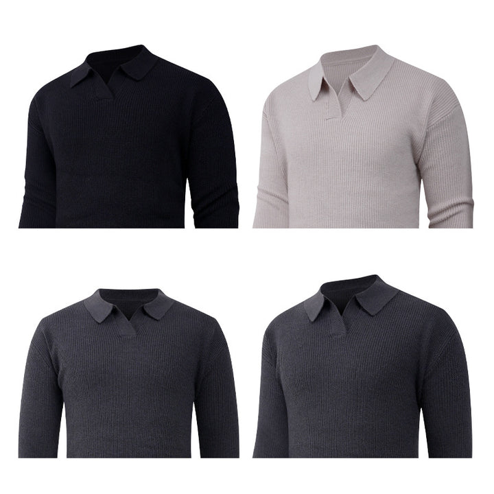 Herren Strickpullover mit klassischem Kragen und strukturierter Optik Aliams