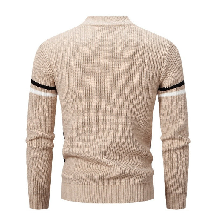 Herren Strickpullover mit modernem Farbblockdesign und hohem Kragen Aliams