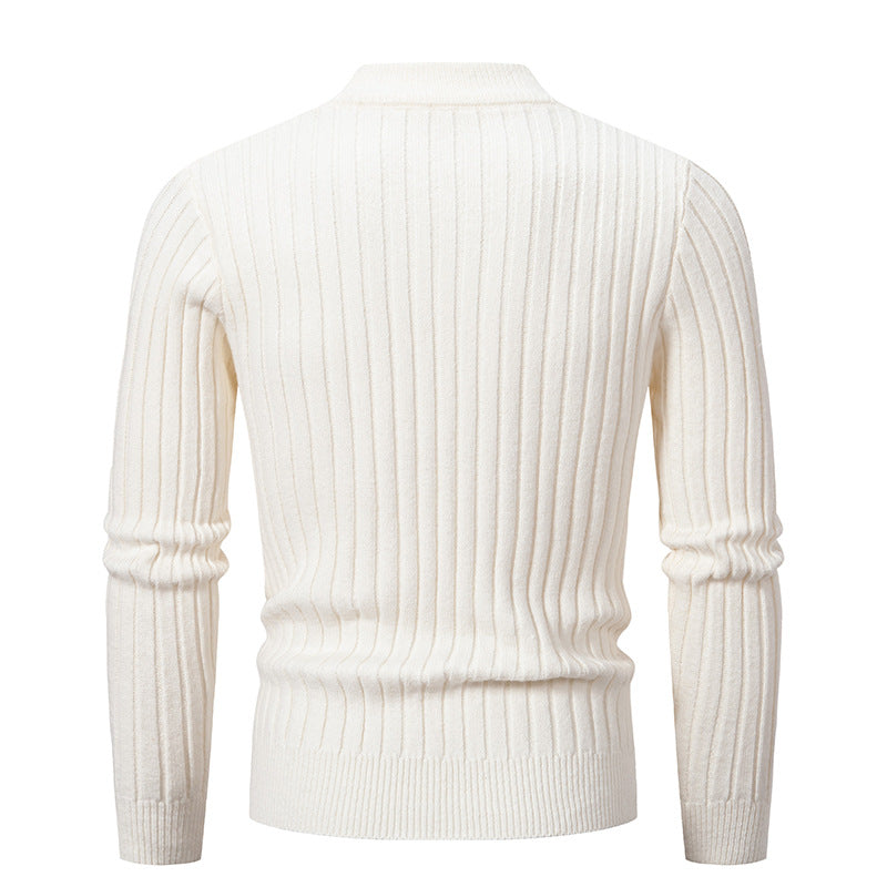 Herren Strickpullover mit magnetischem Zopfmuster und hohem Kragen Aliams