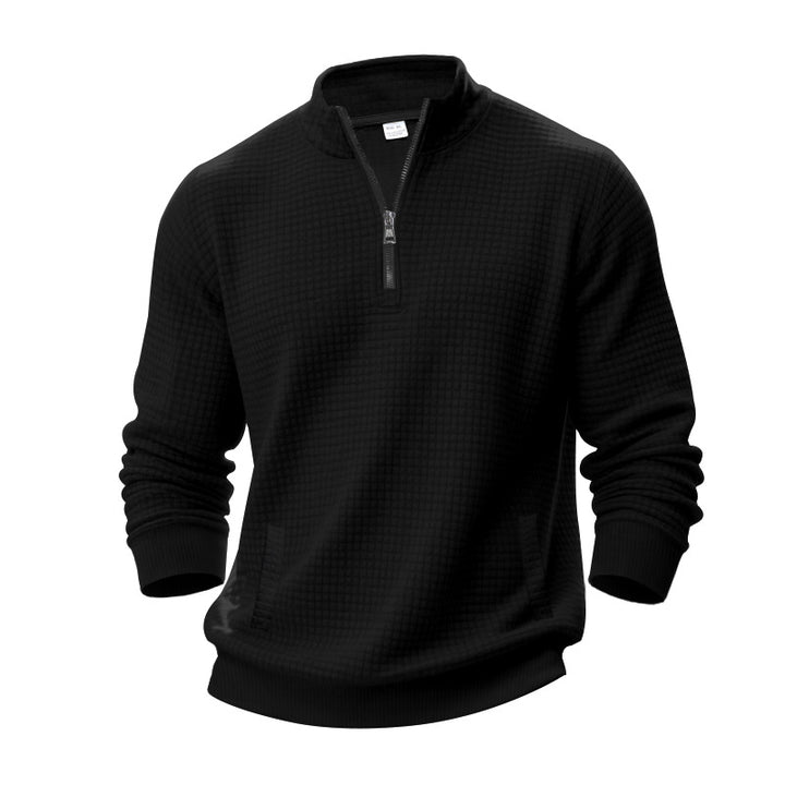 Herren Strukturierter Sweatpullover mit halbem Reißverschluss Aliams