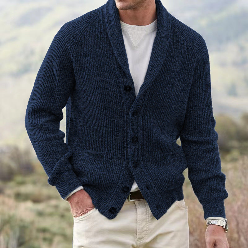 Herren Strickjacke mit trendigem Grobstrickmuster und praktischen Taschen Aliams