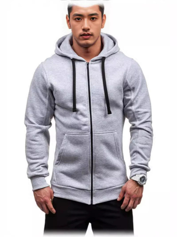 Herren sportlicher Sweatjacke mit durchgehendem Reißverschluss und praktischen Taschen Aliams