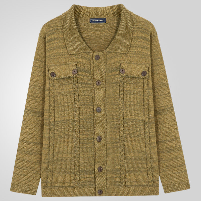 Herren Strickjacke mit Zopfmuster und praktischen Taschen Aliams