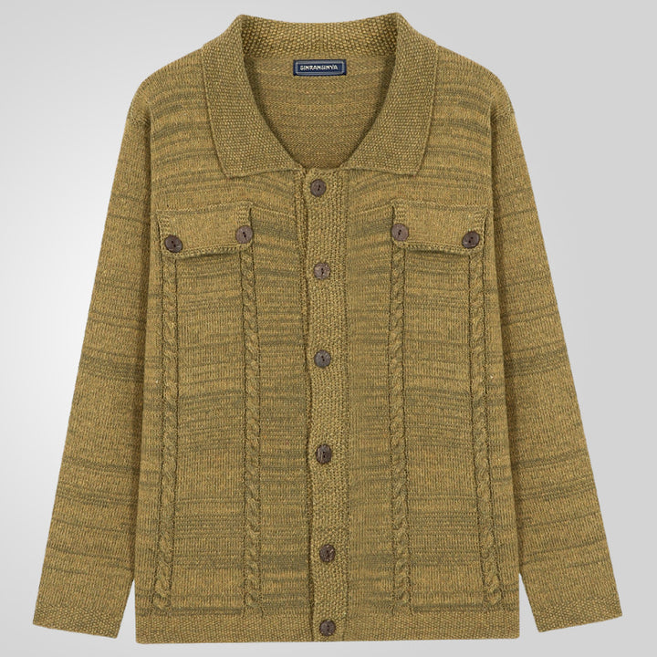 Herren Strickjacke mit Zopfmuster und praktischen Taschen Aliams