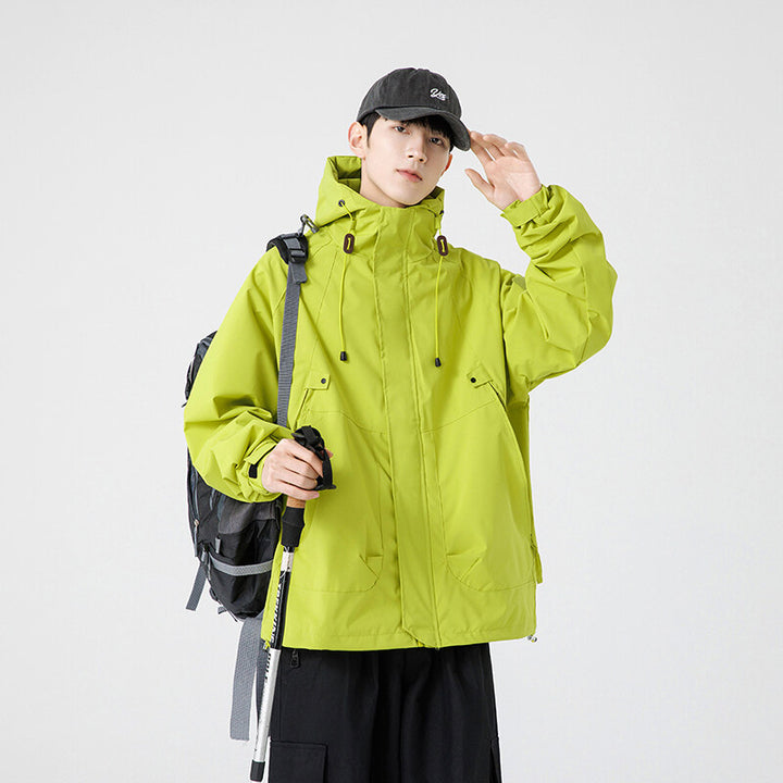 Herren Windbreaker-Jacke mit verstellbarem Kapuzenkragen und praktischen Taschen Aliams