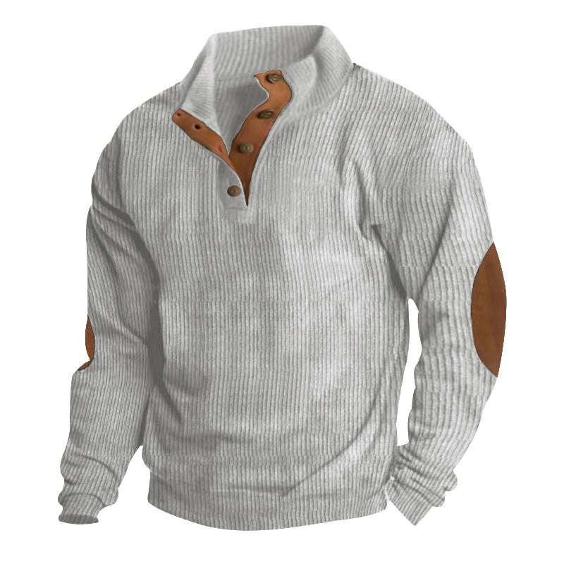 Herren Strukturierter Pullover mit modischen Lederapplikationen Aliams