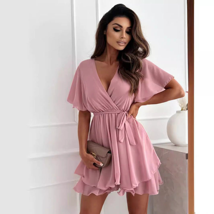 Aliams | Kurzes Rüschensaum Damen-Minikleid