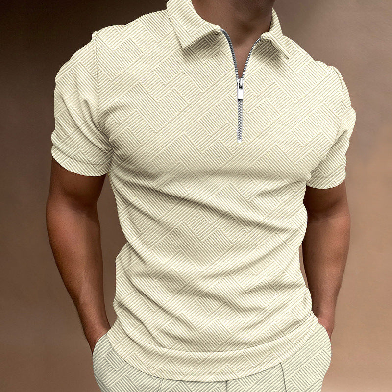 Herren strukturiertes Kurzarm-Zip-Polo Aliams