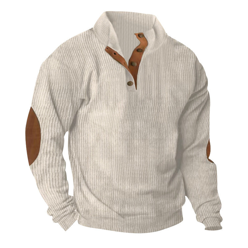 Herren Strukturierter Pullover mit modischen Lederapplikationen Aliams