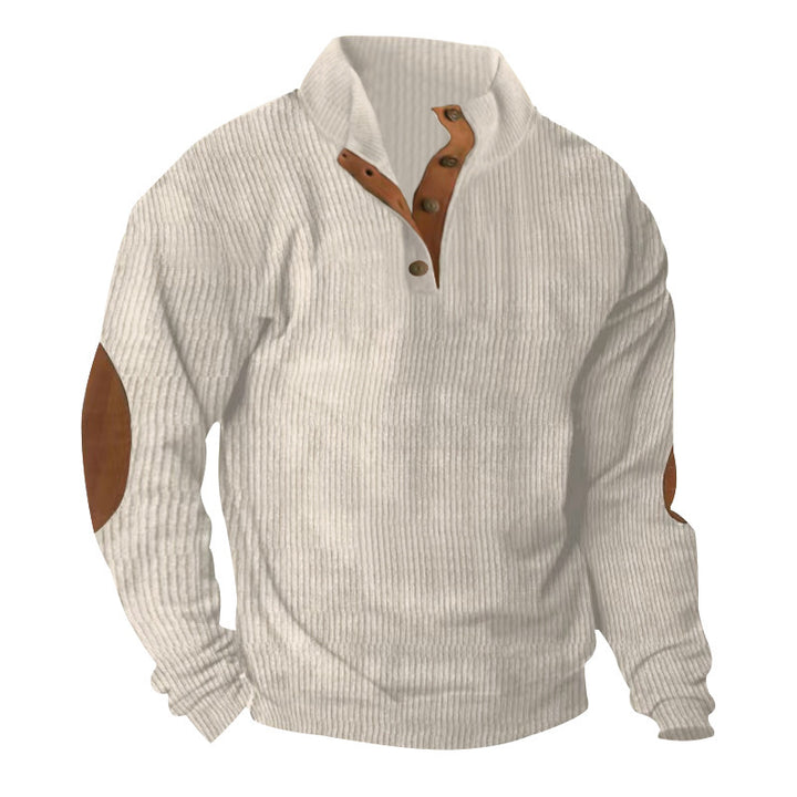 Herren Strukturierter Pullover mit modischen Lederapplikationen Aliams