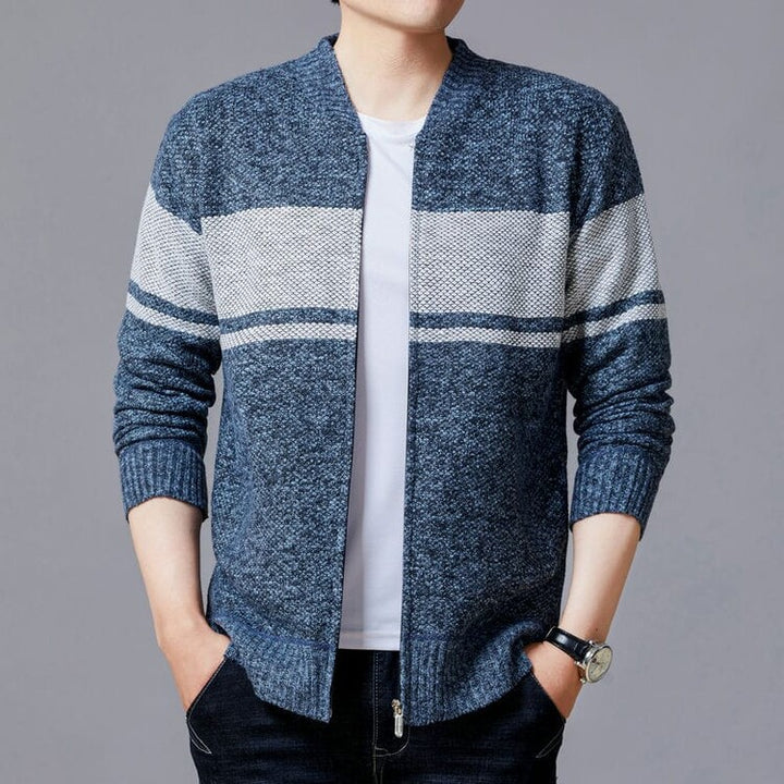 Herren Strickjacke mit modernem Zipper und strukturiertem Design Aliams