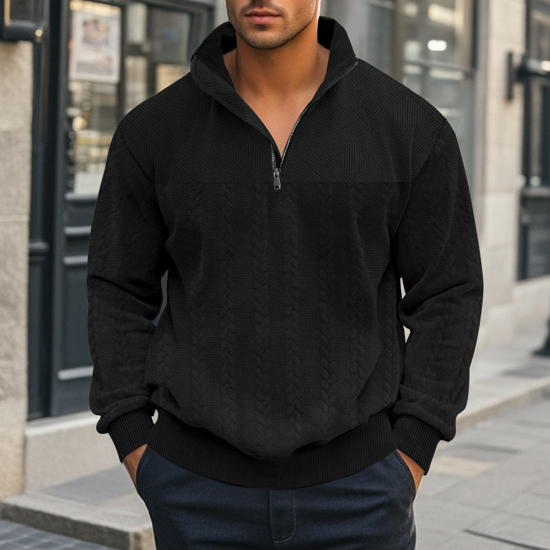 Herren stylischer Strickpullover mit halbem Reißverschluss Aliams