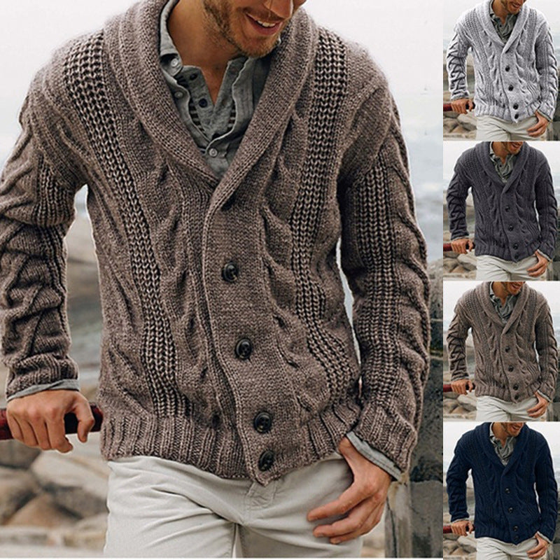 Herren Strickjacke mit modischem Zopfmuster und praktischen Taschen Aliams