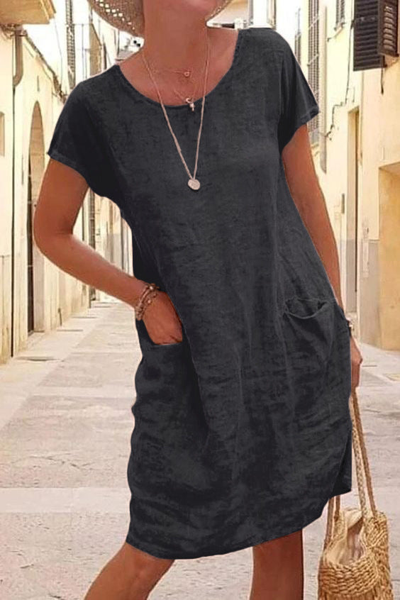 Aliams | Leinen Casual Kleid mit Taschen