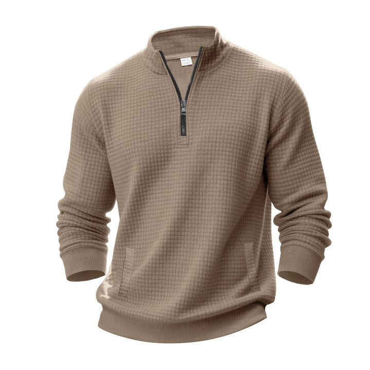Herren Strukturierter Sweatpullover mit halbem Reißverschluss Aliams