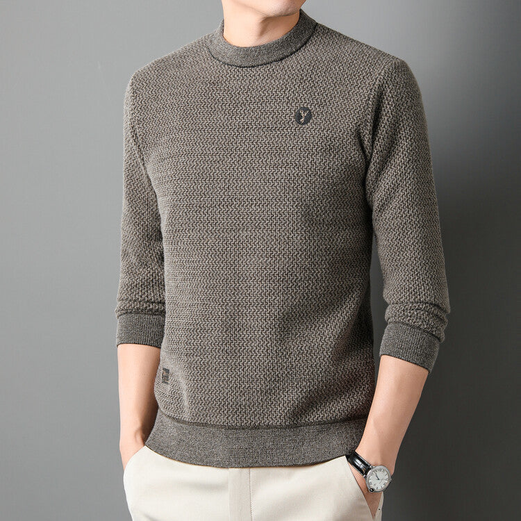 Herren Strukturierter Pullover mit Rundhalsausschnitt und hochwertiger Stricktextur Aliams