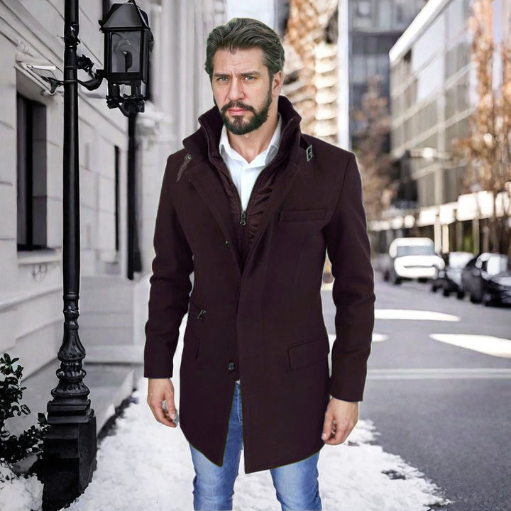 Herren stylischer und funktioneller Übergangs-Mantel mit abnehmbarer Innenjacke Aliams