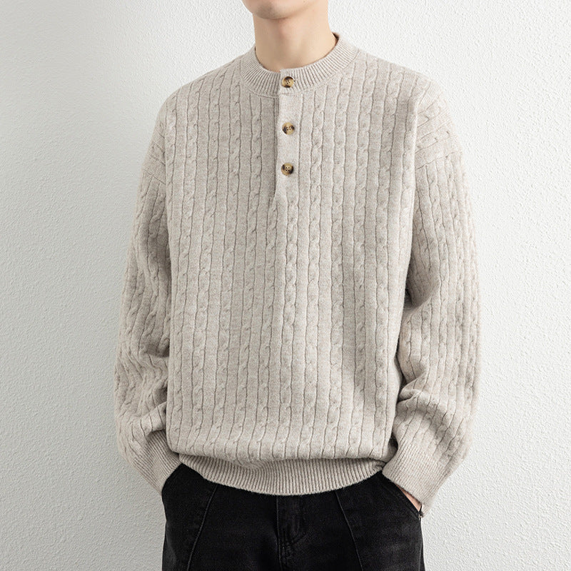 Herren Strickpullover mit Knopfdetails und strukturierter Oberfläche Aliams