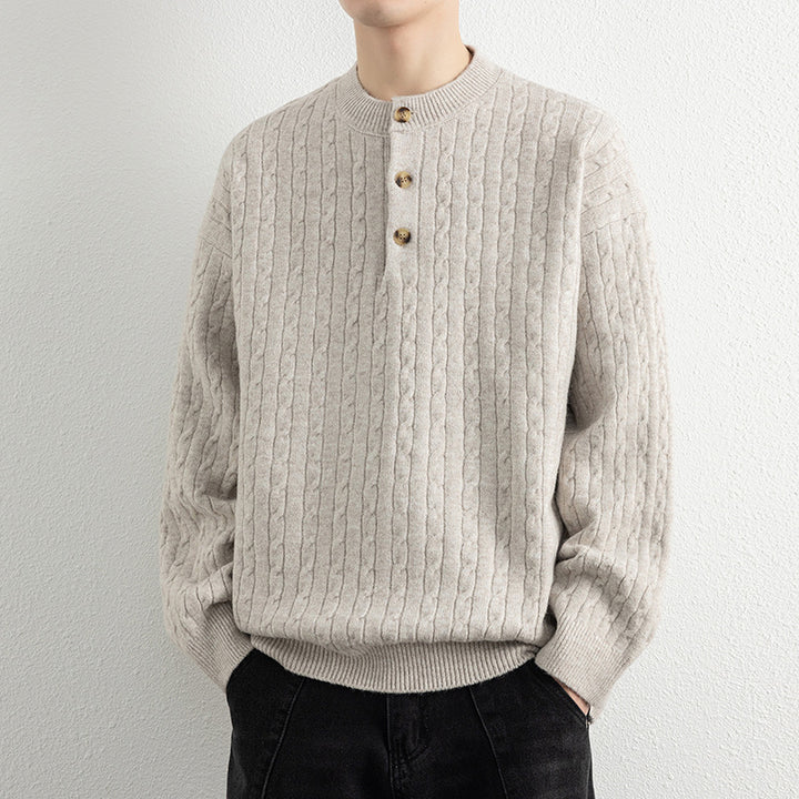 Herren Strickpullover mit Knopfdetails und strukturierter Oberfläche Aliams