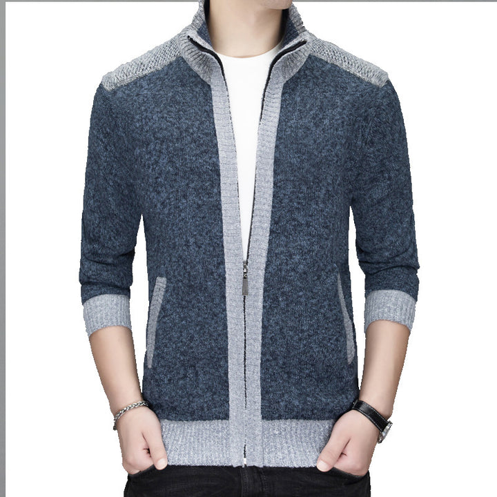 Herren Strickjacke mit modischem Zipper und hochgeschlossenem Kragen Aliams
