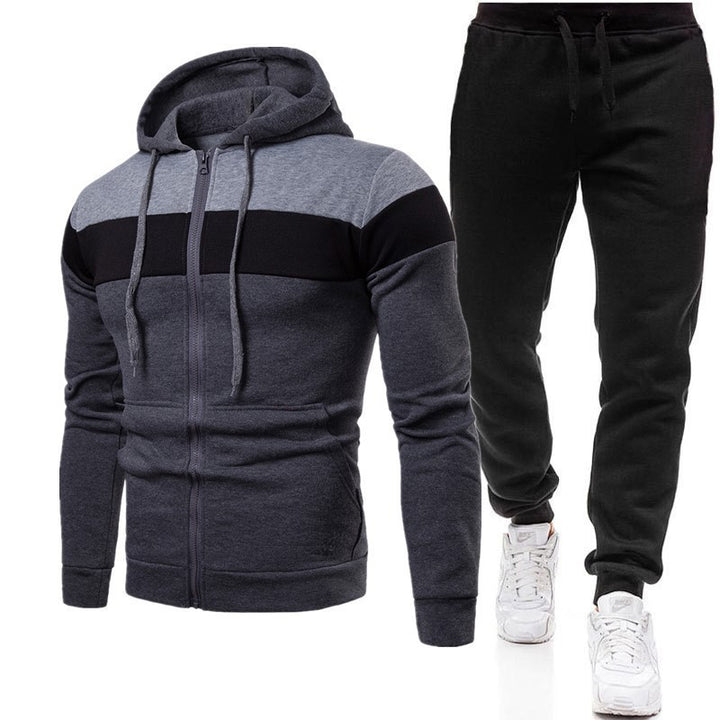 Herren Sportlicher Hoodie- und Jogginganzug mit Kontraststreifen Aliams