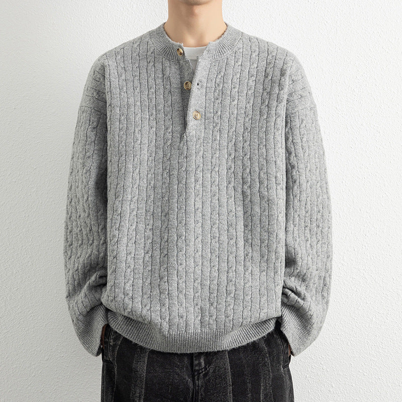 Herren Strickpullover mit Knopfdetails und strukturierter Oberfläche Aliams