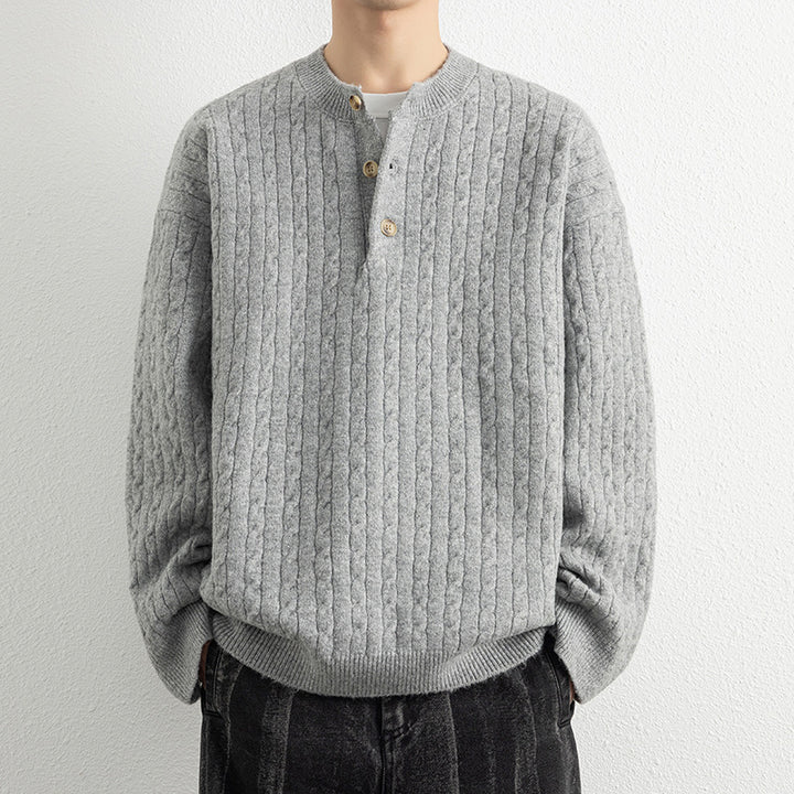 Herren Strickpullover mit Knopfdetails und strukturierter Oberfläche Aliams