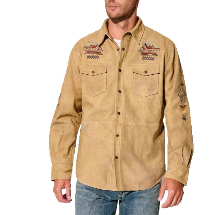 Herren Wildlederhemd mit detaillierten Ethno-Stickereien Aliams