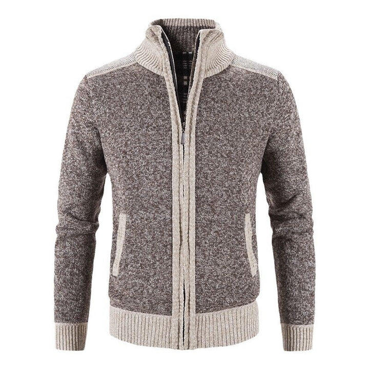Herren Strickjacke mit modischem Zipper und hochgeschlossenem Kragen Aliams