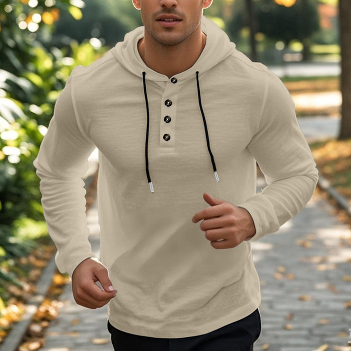 Herren Sportlicher Kapuzenpullover mit Knopfleiste Aliams