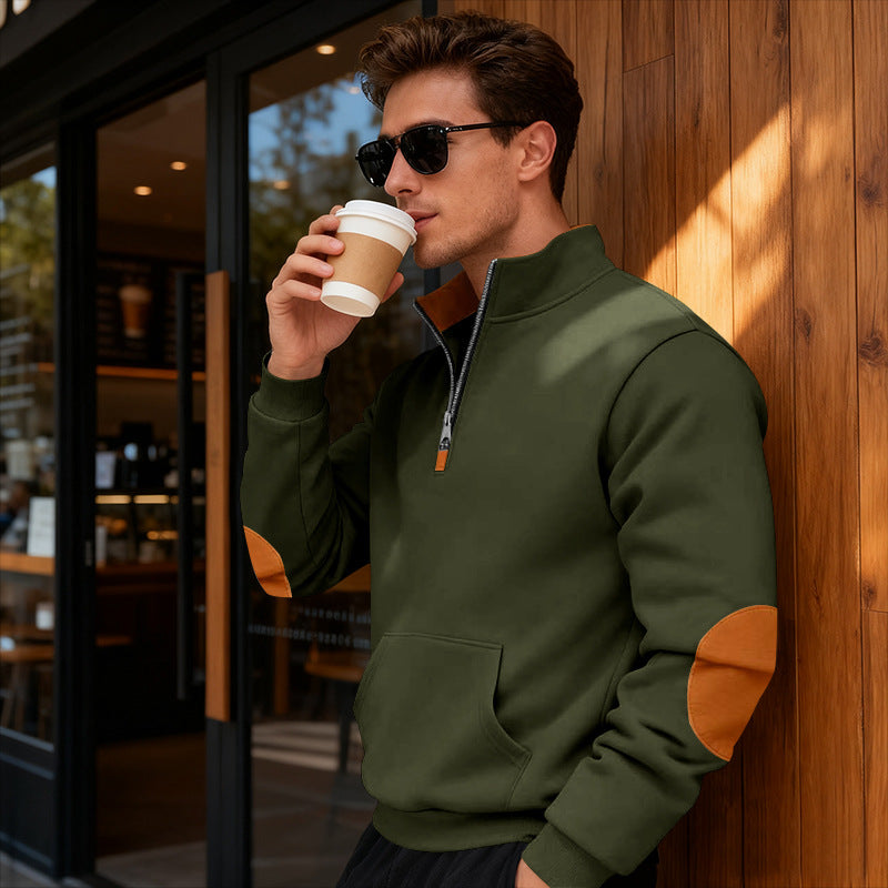 Herren Sportlicher Pullover mit Stehkragen und Reißverschluss Aliams