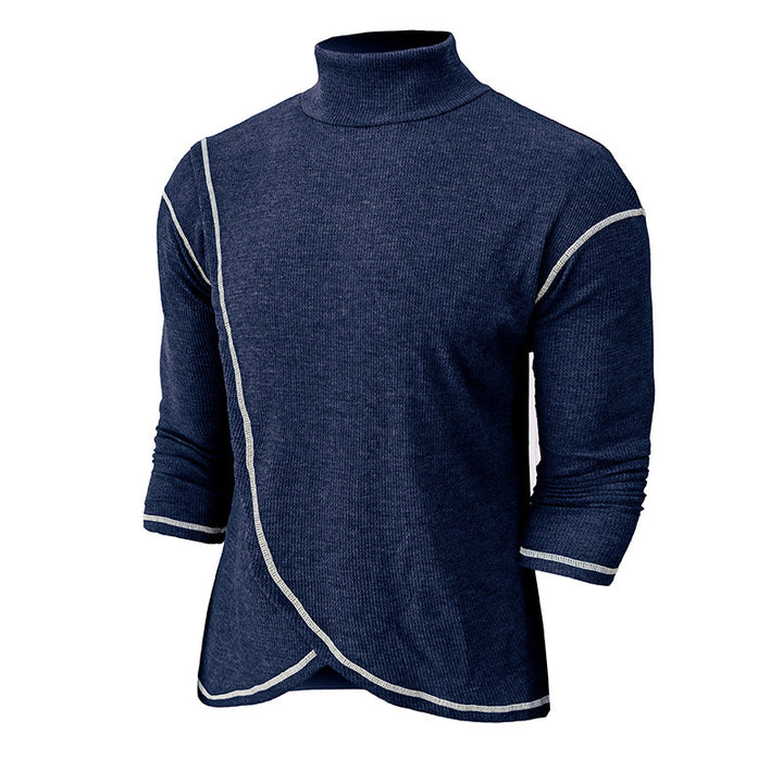 Herren Stehkragen Pullover mit kontrastierenden Säumen Aliams