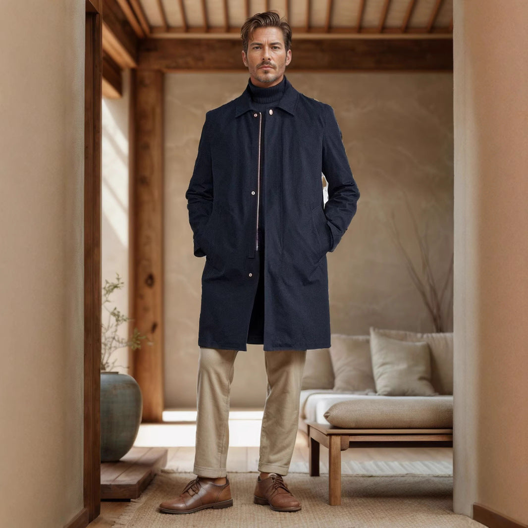 Herren zeitlos eleganter Mantel mit praktischen Taschen Aliams