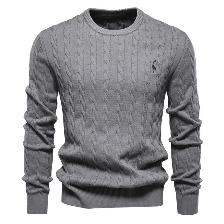 Herren Strickpullover mit Zopfmuster und Rundhalsausschnitt Aliams