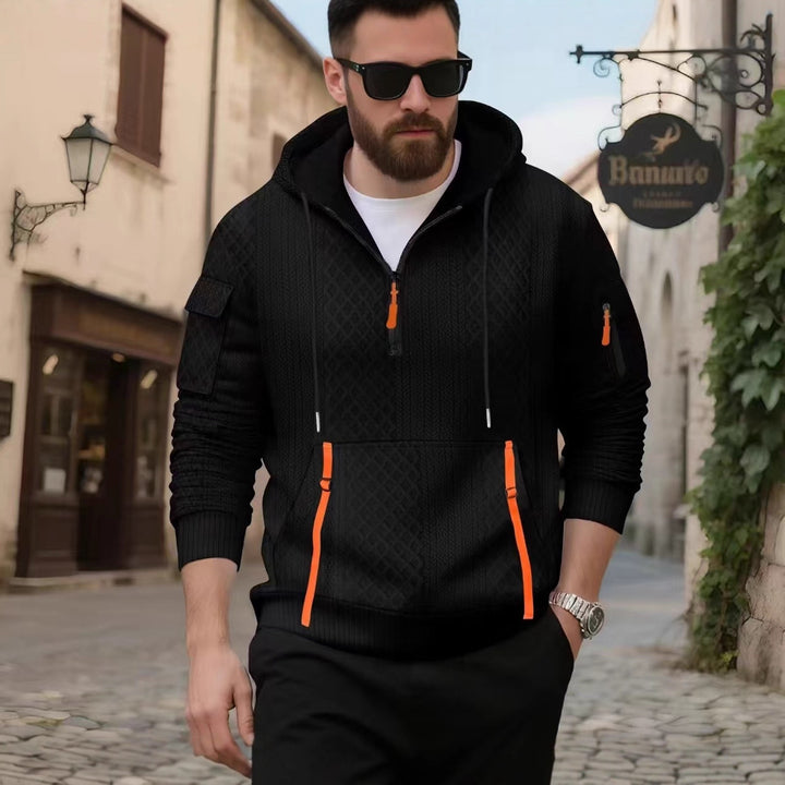 Herren sportlicher Kapuzenpullover mit strukturiertem Design und praktischen Reißverschlusstaschen Aliams
