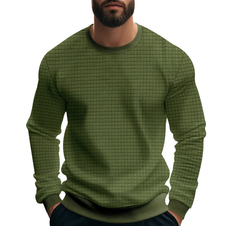 Herren stylischer Rundhals-Pullover mit modernem quadratischem Muster Aliams