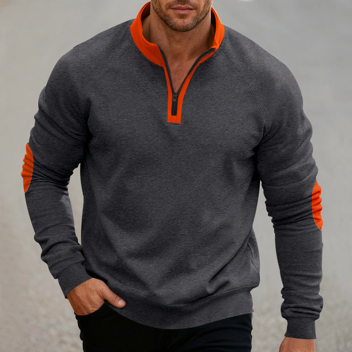 Herren Sportlicher Sweatpullover mit Stehkragen Aliams
