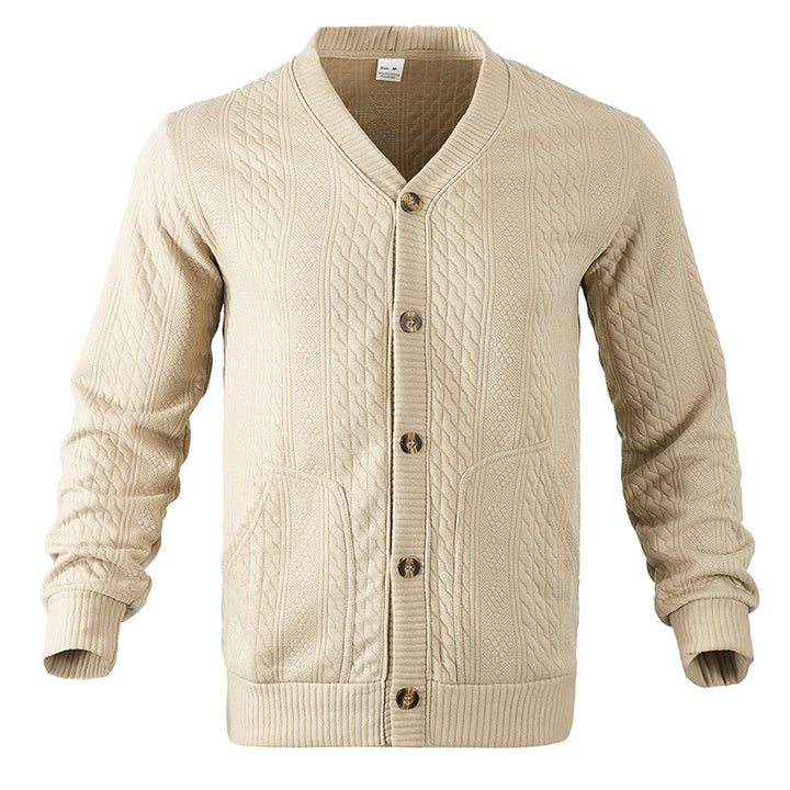 Herren Strickjacke mit V-Ausschnitt und praktischen Taschen Aliams
