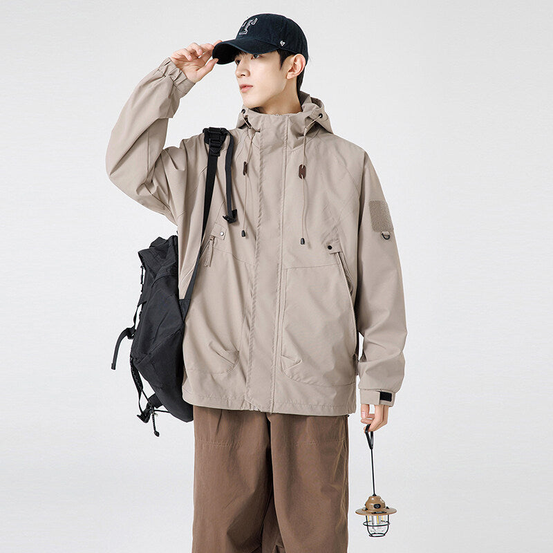 Herren Windbreaker-Jacke mit verstellbarem Kapuzenkragen und praktischen Taschen Aliams