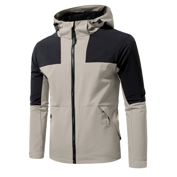 Herren Windbreaker Jacke mit verstellbarem Kapuzenkragen und seitlichen Taschen Aliams