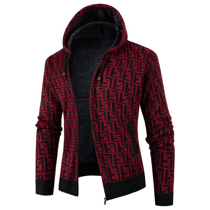 Herren trendige Strickjacke mit modernem Muster Aliams