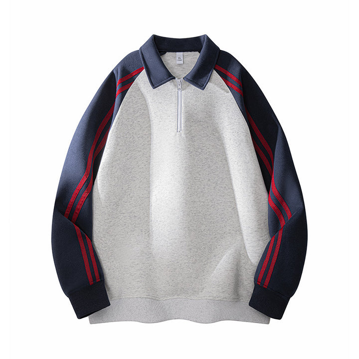 Herren Sportlicher Sweatshirt mit Stehkragen und Reißverschluss Aliams