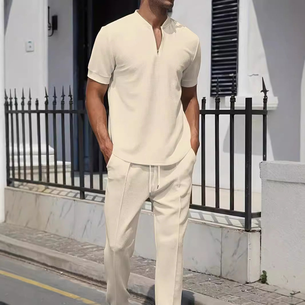 Herren sportliches Zweiteiler-Outfit mit modernem Reißverschluss und atmungsaktiven Materialien Aliams