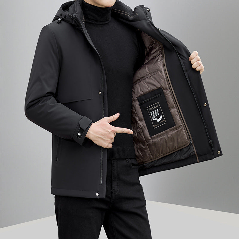 Herren isolierte Winterjacke mit verstellbarem Kapuzenkragen und praktischen Taschen Aliams